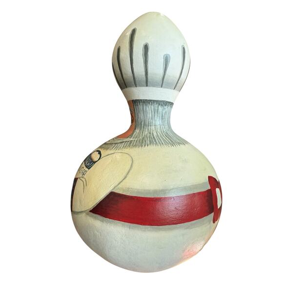 Hand painted Gourd‎ Art Chef Sugar Spice Kitchen Decor Whimsical Folk Art Signed - Picture 8 of 11